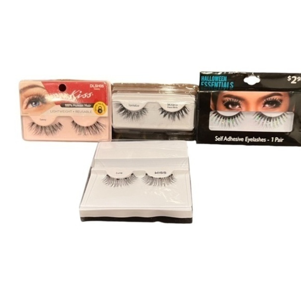 Lot Of 4 - Kiss Lashes‎ / Halloween Sparkly Eyelashes NEW Human Hair Faux Mink